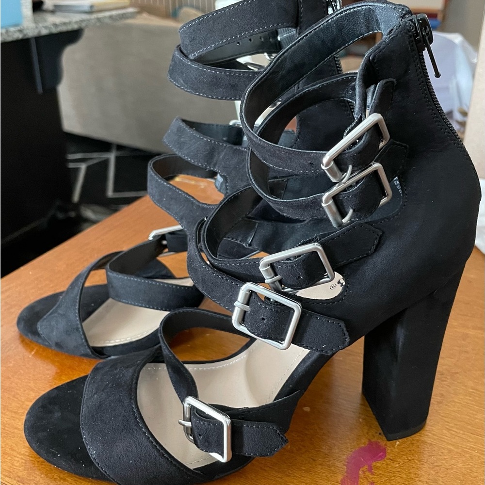 Black Buckle Heels